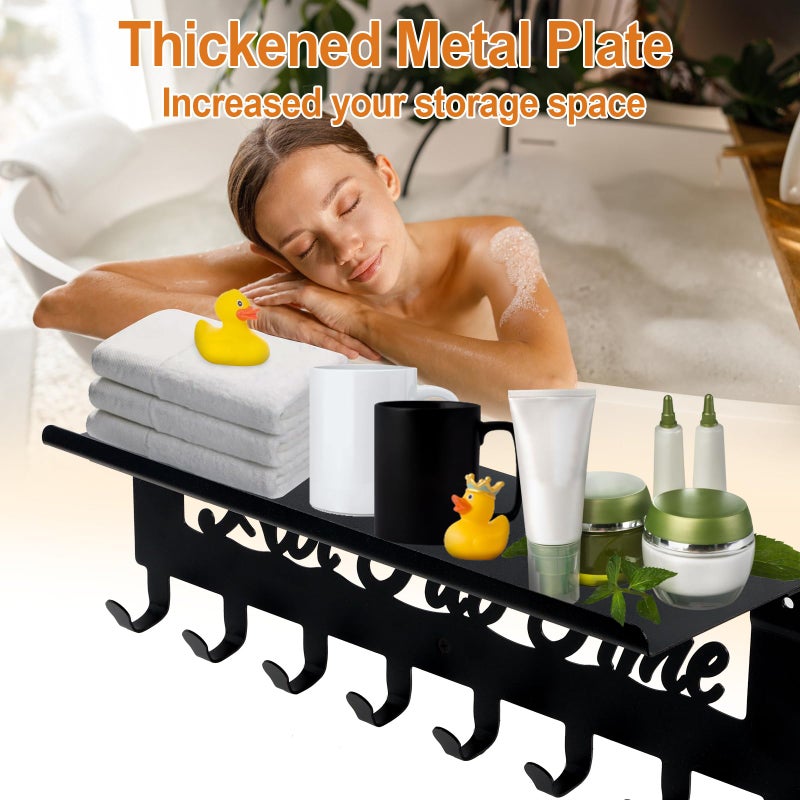 Topspeeder Hot Tub Towel Rack 8 Hooks Hot Tub Accessories with Shelf Bathroom Towel Holder Organizer Outdoor Wall Mount Decor in Bath Hot Spring Swim Pool Hotel - Image 4